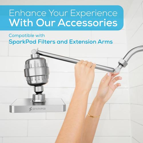 SparkPod Rain Shower Head, 6 Inch Square, Luxury Polished Chrome Finish | High Pressure Shower Heads, 90 Nozzles, Adjustable Showerhead, No Tools Needed, Universal Connection