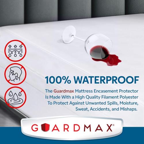 Guardmax Jersey Knitted Queen Zippered Mattress Encasement - Waterproof & Bed Bug Proof Mattress Protector - Comfortable, Soft, and Noiseless Zippered Bedding - Dust Mite Proof (60 x 80 x 12)