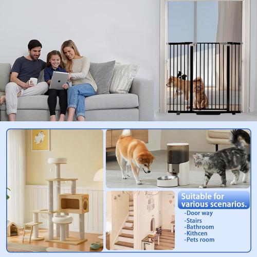 Rgqphantom 41 Tall Safety Pet Gate,Adjustable 29.92-43.71 Wide,No Drilling Pressure Mount Kit,Auto Close Cat Gate Suitable for Stairs,Doorways (Black, 29.92-43.71)
