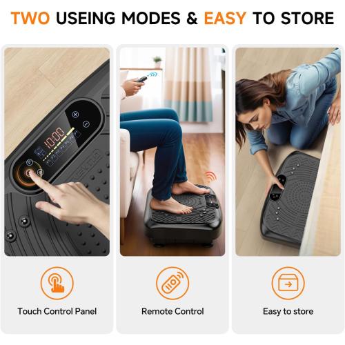 Vibration Plate Exercise Machine 450 Lbs Capacity, 199 Speeds Workout Vibrating Plate for Lymphatic Drainage Weight Loss, Full Body Shake Platform Machines for Women Men