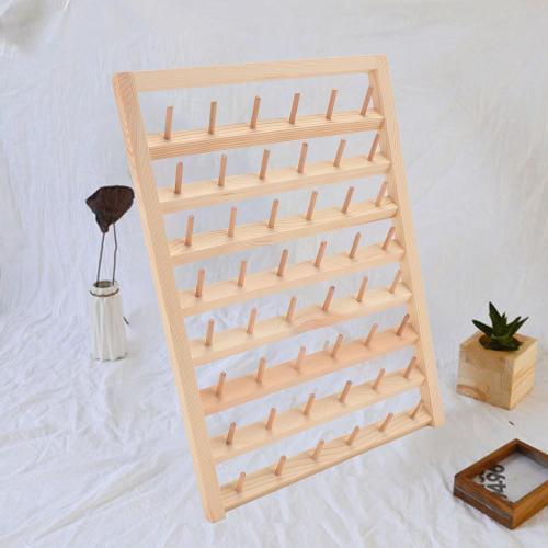 Thread Holder 48 Spools Thread Rack Wall Mounted Wooden Thread Holder, DIY Embroidery Spool Thread Organizer for Household Sewing, 13.4 x 16.1in Thread Rack with Hanging Hook