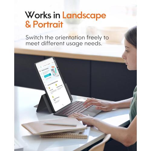 CHESONA Rugged Keyboard Case for iPad 9th 2022/8th/7th Generation, Magnetic Detachable Case, Premium Trackpad, 15°-180° Adjustable Stand, Portrait/Landscape Backlit Keyboard for iPad 10.2-inch, Gray