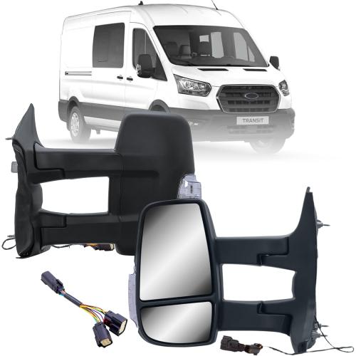 Driver Left Side Mirror Replacement Long Arm Power Mirror and Heated With Turn Signal Light Fit Ford Transit 150 250 350 from 2015-Onward