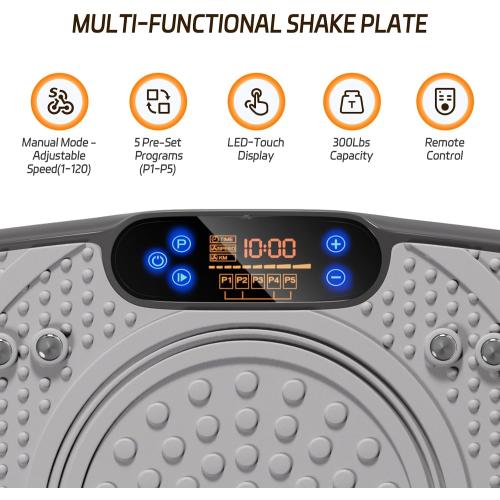 Grey and Silver Vibration Plate Exercise Machine: TISSCARE Vibrating Plates for Weight Loss and Lymphatic Drainage, Whole Body Workout Sculpting Platform for Home Fitness Fat Burner for Women Men