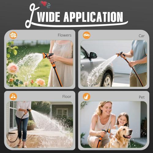 Retractable Garden Hose Reel Outside [1/2 inch ×100 FT], VOTREK Automatic Rewind Wall Mounted Hose Reel [Heavy Duty] with Any Length Lock, 180° Swivel Bracket, 9 Modes Nozzle for Watering Cleaning