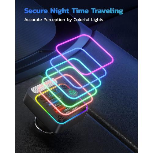 Nulaxy 54W Bluetooth 5.3 Car Adapter, FM Transmitter 4-Port Fast Charging | Wireless FM Radio Music Player with Deep Bass, 5 Colors LED Backlit, Hands-Free Calling, PD&QC Car Charger Support USB Drive
