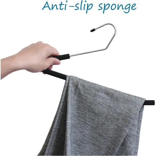 Open Ended Pants Hangers, 10 Pack Non-Slip Foam Padded Pants Hangers Space Saving Heavy Duty for Jeans, Trousers, Slacks