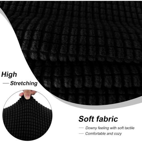 4 Pieces Stretch Couch Cover for 3 Cushion Furniture Protector Sofa Covers Washable Pet Dog Friendly Non Slip Cover with Elastic Bottom(72-92 Sofa 3 Cushion/Black)