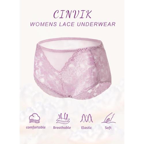 Sexy High Waisted Underwear for Women Plus Size Briefs Breathable Lace Panties High Waisted Cheekster Granny Panties