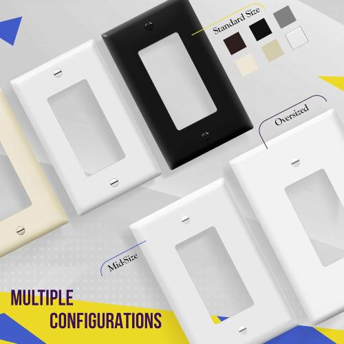 ENERLITES Decorator Light Switch or Receptacle Outlet Wall Plate, Size 1-Gang 4.50 Inches x 2.76 Inches, Unbreakable Polycarbonate Thermoplastic, 8831-W-10PCS, White (10 Pack), UL Listed