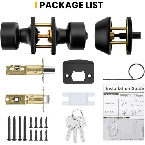 Goldenwarm Matte Black Exterior Door Knob with Deadbolt, Front Door Knob with Lock and Key Unique 1 Pack