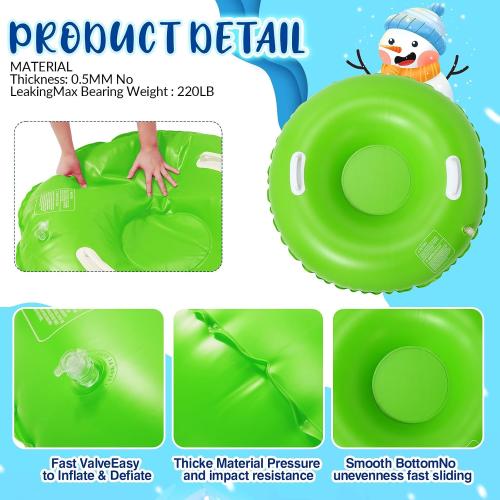 Shappy 2 Pack 36'' 40'' 47'' Snow Tube Inflatable Snow Sleds Heavy Duty Sleds Adults for Winter Outdoor Sports Toboggan with Handles Thickened Bottom