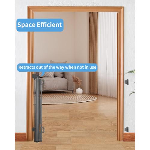 Retractable Baby Gate for Doorways and Stairs, Mesh Safety Gate for Pet, Indoor & Outdoor Use, One-Hand Operation, Easy Installation, 33.6 Tall, Expands to 55 Wide（Grey,33.6x55