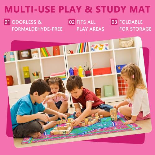 Mahjong Mat with Carrying Bag and 3 Dice, 31.5 X 31.5 Noise Reduction Mahjong Table Cover, Non Slip Gaming Mat for Board Tile Games Poker Card Dominoes, Mahjong Gifts for Women Mahjong Accessories