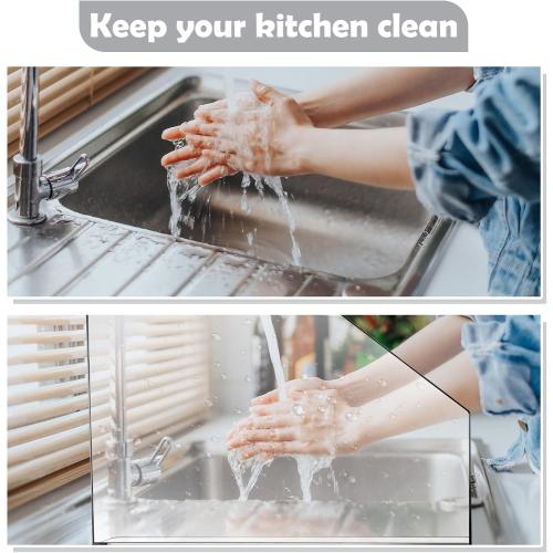 Vesici 2 Pcs Clear Acrylic Sink Splash Guard Freestanding Panel Barrier with Easy Reach Cutaway Kitchen Guard Protective Splatter Barrier for Home Hospital(23.625 Length, 18 Height, 4.5 Base)