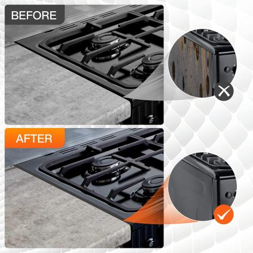 Stainless Steel Stove Gap Covers,Stove Gap Filler, Range Trim Kit, Stove Gap Guards, Heat Resistant and Easy to Clean, Easy retractable Length 13.8 to 27.5, Width 0.79,Black(2PCS)