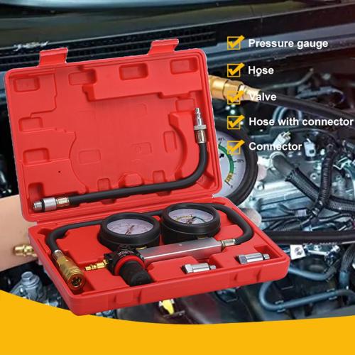 TU-21Cylinder Leak Down Tester Kit, Automotive Engine Compression Leakage Test Kit for Cars Trucks Motorcycles