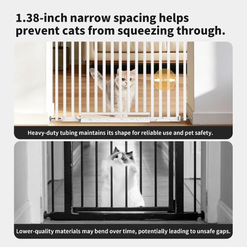 78.74 Extra Tall Cat Gate for Doorway, Wide Adjustable 27.56-32.28 No Drilling Pet Proof Safety Door Gate, Pressure Mount Full Dog Barrier for Stairs Kitchen House-White