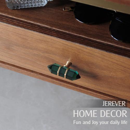 Color Green JEREVER 4 Pack Hexagonal Crystal Knobs Wire Wrapped Glass Brass Drawer Pull Cabinet Handle Gold Furniture Hardware for Dresser Kitchen (Green)