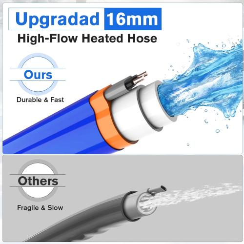 25FT Drinking Water Hose, Heated Anti Freeze Garden Hose Camper | BPA free non-toxic drinking water heated anti-freeze hose ideal for camper rv marine boat and garden home use