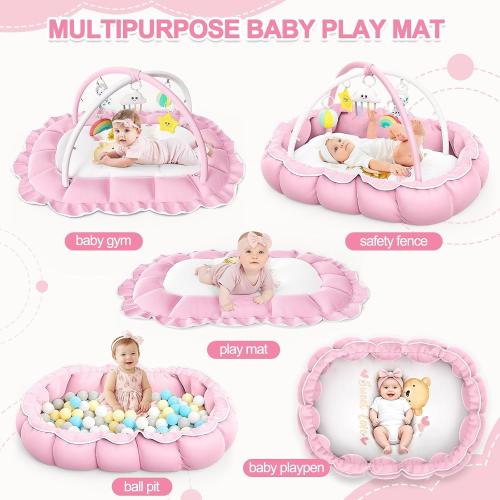 OCATO Baby Play Mat Tummy Time Mat Play Gym Activity Center Baby Girl Gifts | Baby Play Gym from Baby to Toddler Skills Development Baby Essentials Baby Shower Gifts Boy Girl for Babies