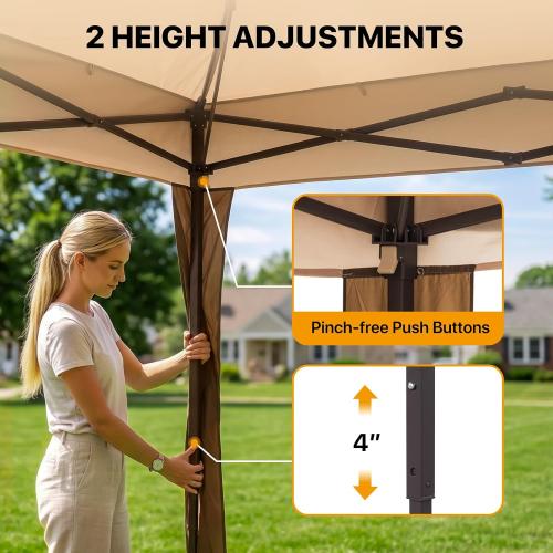 COOS BAY 11x11 Pop Up Gazebo with Mesh Netting, Instant Outdoor Canopy Tent, Water Resistant Shelter with UPF 50  UV Protection, 121 Sq Ft Coverage, Beige