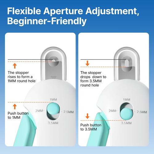 Potaroma Cat Nail Clipper with Adjustable 3-Size Trimming Hole & Hidden Nail File | Safe Toenail Trimmer for Kittens & Indoor Cats | Anti-Splash Claw Cutter for Grooming