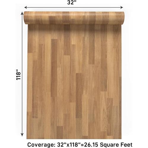 VaryPaper 32''x118'' Butcher Block Wood Contact Paper Peel and Stick Wallpaper Wood Grain Wallpaper for Kitchen Waterproof Removable Self Adhesive Wood Vinyl Wrap for Countertops Cabinets Furniture