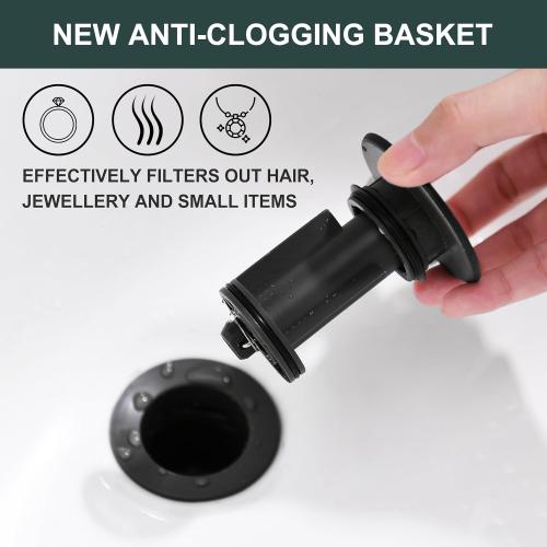 KENES Oil Rubbed Bronze Pop Up Bathroom Sink Drain Stopper Without Overflow
