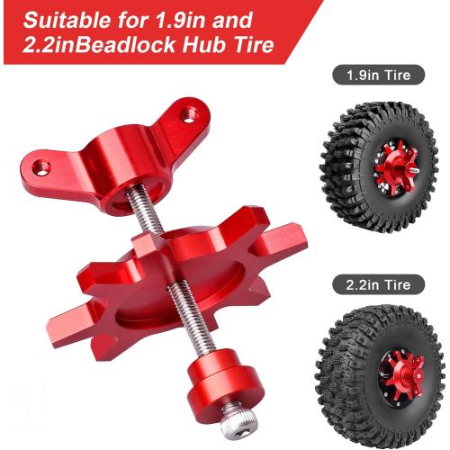 RC Beadlock Wheel Assembly Tool 1.9 2.2 inch Beadlock Hub Tires Tool for Traxxas TRX4 TRX6 Axial SCX10 II III Redcat 1/10 RC Crawler (Red)