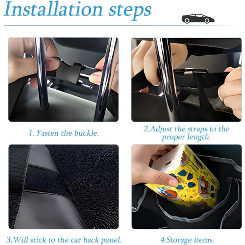 AUCELI Car Trunk Organizer, Backseat Hanging Large Storage with Adjustable Straps, Waterproof Collapsible Cargo Bag with 4 Pockets, Sturdy Space Saver Frees Trunk Floor for SUV, Truck, MPV