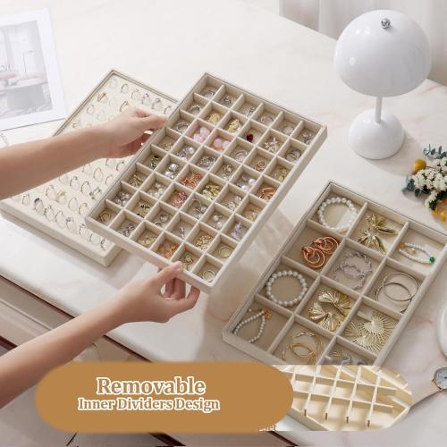 Large Velvet Jewelry Tray Display Drawer Inserts 2 Pack