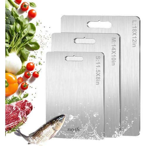 Titanium Cutting Board Set of 3,100% Pure Titanium Cutting Boards for Kitchen, 2025 New Double Sided Food-Grade Chopping Board for Cutting Meat Vegetable Fruit
