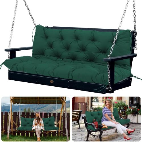 Outdoor Porch Swing Cushions 60x40 inch Waterproof Bench Cushion with Backrest Extra Thick 5 Replacement Cushions for Swing Outdoor Furniture Bench Patio Garden Backyard (Dark Green 60x40x5inch)