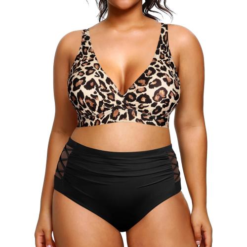 Yonique Womens Plus Size Bikini High Waisted Swimsuits Two Piece Bathing Suits Tummy Control Swimwear