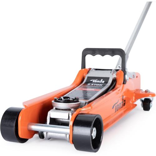 Orange 3.35-14.57 TONDA Low Profile Car Jack, 2.5 Ton (5,000 lb) Hydraulic Trolley Floor Jack for Garage, Home, Shop, Lifting Range 3.35 to 14.57, Orange