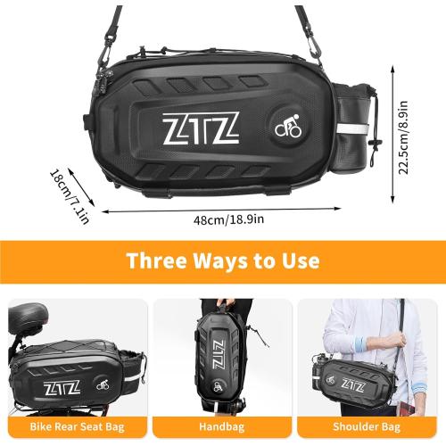 ZTZ 2025 Upgraded Biking Universal Bike Bags - 10L/17L Hard Shell Bike Bag with Perfect Size and Made of 100% PU & EVA, Bike Rack Bag with Reflector, Hand Strap for Commuter Travel Outdoor
