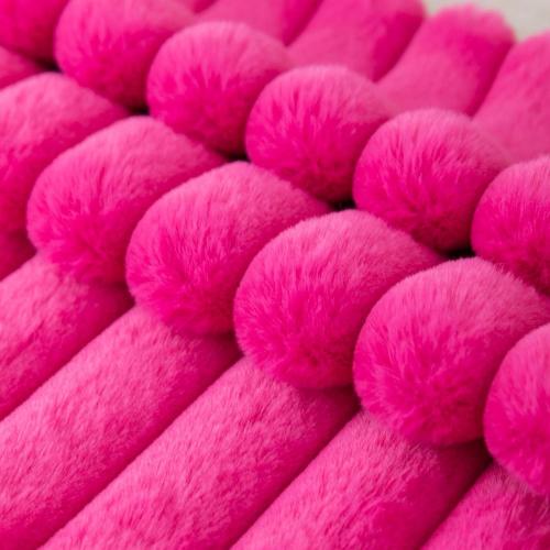 ZLINA Set of 2 Hot Pink Faux Fur Decorative Throw Pillow Covers Fluffy Striped Pillowcase Cushion Covers 18 x 18 Inch Decor Sofa Couch Bedroom