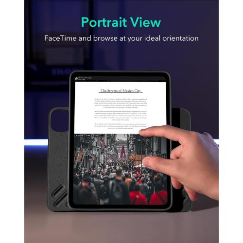 ESR for iPad Pro 11 Inch Case (2022/2021/2020/2018, 4th/3rd/2nd/1st Generation), Removable Magnetic Cover, Adjustable Portrait/Landscape Stand with Raised Display View, 9 Standing Angles, Black