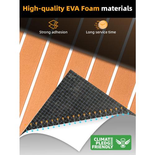 FOCEAN Boat Flooring EVA Foam Boat Decking Faux Teak Marine Flooring Marine Mat Sheet for Motorboat Jon Boats Bass Boat RV Kayak, 94.5x 47.2/35.4/23.6/15.7