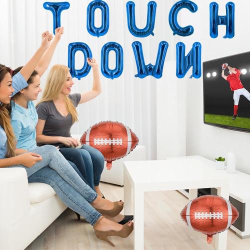Blue Touchdown Balloons Football Balloons Rugby Birthday Party Balloons Letter Balloon for Football Birthday Party Decoration Sports Ballons Arch Kits Party Balloon Sets-11 PCS