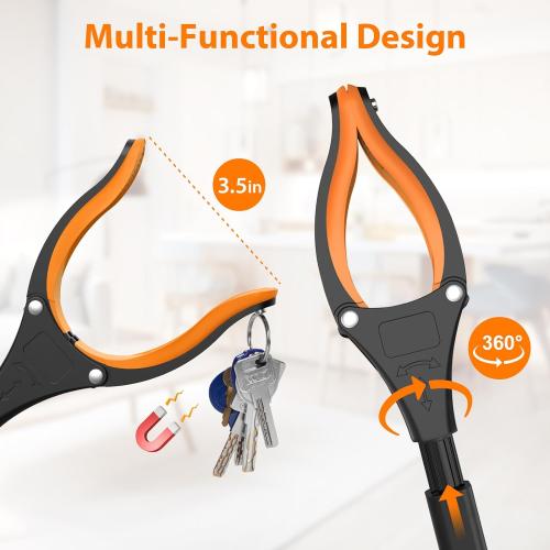 32 Grabber Reacher Tool, 2-Pack Foldable Reacher Grabber Pickup Tool with 360° Rotating Jaw & Magnet, Trash Picker Upper Grabber, Lightweight Grabbers for Seniors Heavy Duty