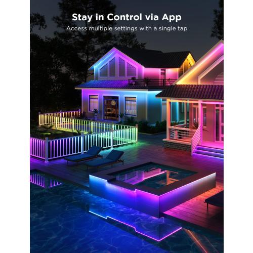 Govee Outdoor LED Strip Lights RGBIC with Warm and Cold White, 32.8ft 2.4G WiFi Smart Outdoor Lights, IP65 Waterproof, Work with Alexa and Google Assistant, App Control, for Porch, Patio, Eave, Party