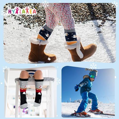 Hylaea Merino Wool Ski Socks Kids, Knee-high Warm Thermal Snowboard Skating Socks for Boys Girls Toddler