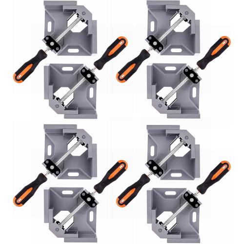 Set of 8pcs Corner Clamp - Right Angle 90 Degree Wood Clamps For Woodworking, With Adjustable Swing Jaw Aluminum Alloy Frame, For Welding, DIY Woodworking