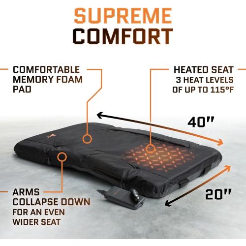 Heated Stadium Seats for Bleachers with Back Support – USB Battery Included - Upgraded 3 Levels of Heat - Foldable Chair - Cushioned, 4 Pockets for Snacks, Cup Holder - for Camping, Games & Sports