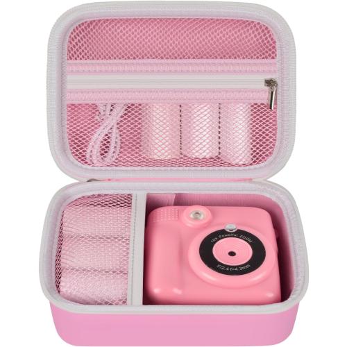 Kids Camera Case Compatible with Esoxoffore /for Dududragon/ for Bofider/ for Letshaha/ for Masterbee/ for Dylanto/ for Mgaolo Instant Print Camera, Digital Video Cameras Storage for Roll Papers-Pink