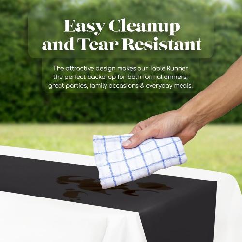 Dark Grey 3 Pack Premium Disposable Plastic Table Runner 54 x 108 Inch. Table Runner for Dinner Parties & Events by Grandipity