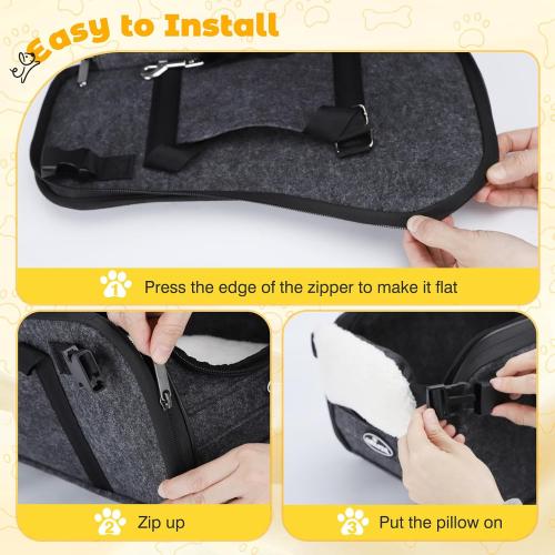 New Nobleza Dog Car Seat for Center Console, Detachable Console Pet Seat for Small Puppy Cat Kitten with Safety Protective Hooks, Adjustable Straps Storage Pocket & Safety Leash for Outdoor Travel