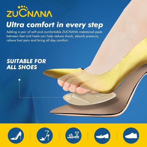 Ball of Foot Cushions, Metatarsal Pads Women (2 Pairs), Non-Slip Heel Inserts for Women, Gel Heel Cushions for Foot Pain Relief and Comfort | One Size Fits Any (Beige & Clear)